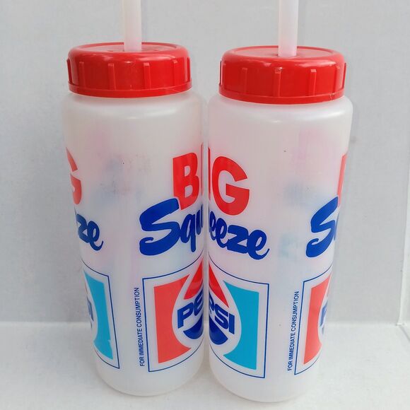 Vintage Pepsi Big Squeeze Reusable Bottle-Lot Of 2-Screw On Lid-USA Made-90s - Picture 4 of 10